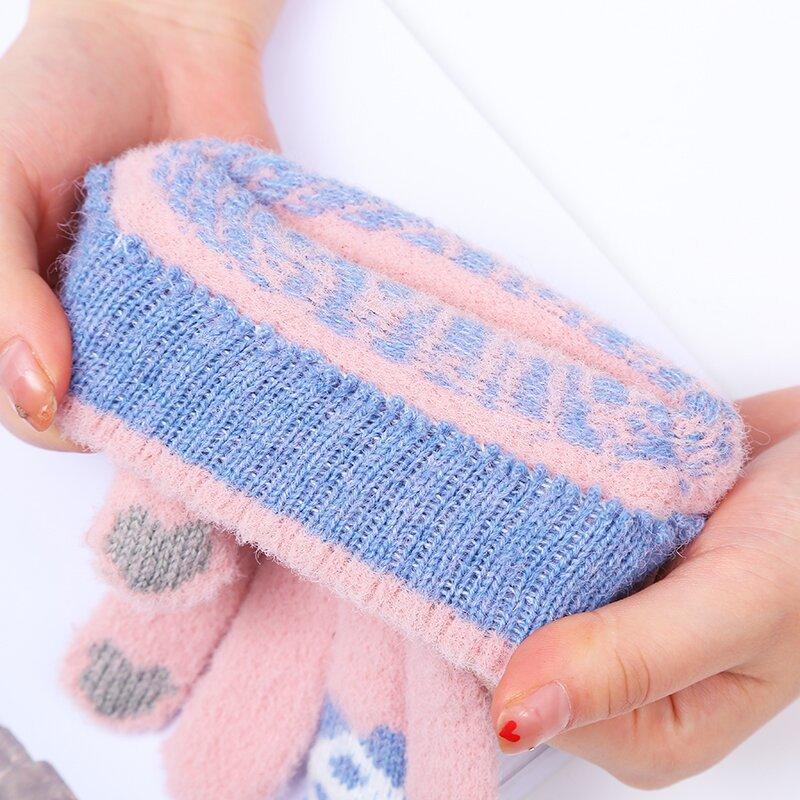 Touchscreen Gloves, Cute, Cartoon Style New Gloves, Plush Knitted Gloves, Added Plush, Warm