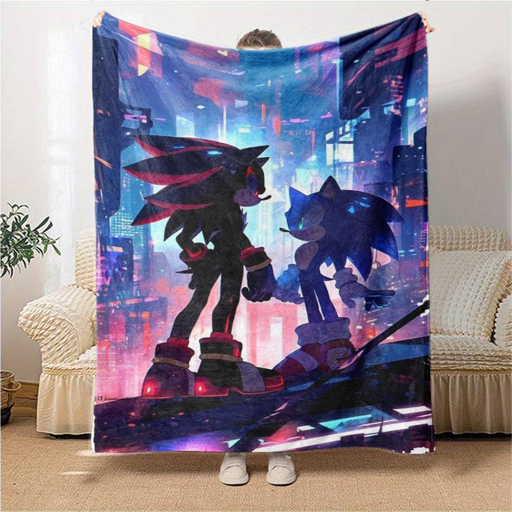 1Pc Sonic Vs Shadow Battle Blanket For Couch Bed Plush Cozy Fuzzy Blanket Super Soft Warm Blankets For Fall And Winter 0918238