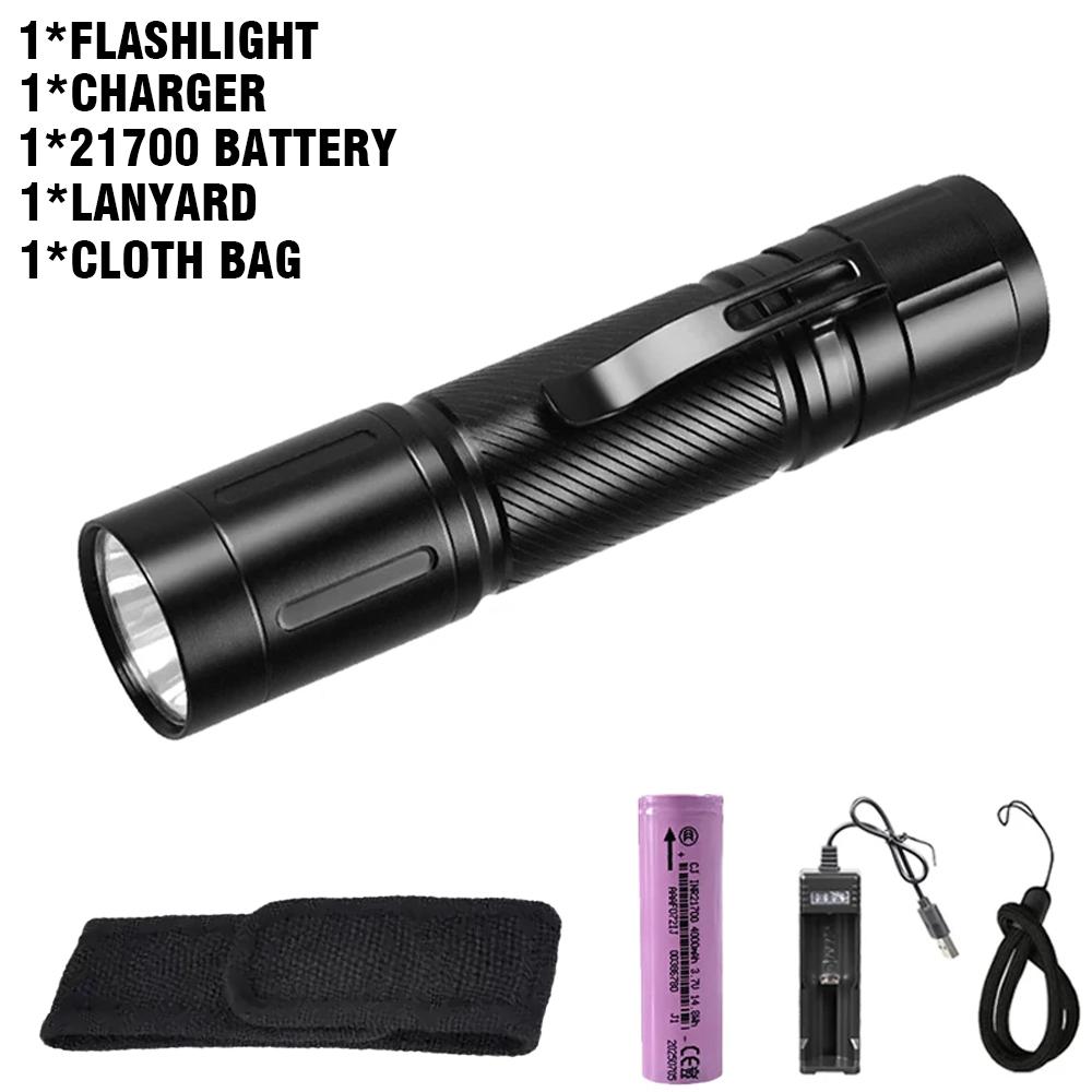 Powerful LED Flashlight Outdoor Portable Tactical Torch with Pen Clip Outdoor Waterproof Super Bright Light for Explore Hiking