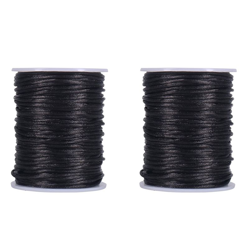 

A84E-2X Satin Rattail Polyester Cord,295 Feet 2Mm Black Beading String For Macrame Bracelets, Jewelry Making, Arts And Crafts чёрный