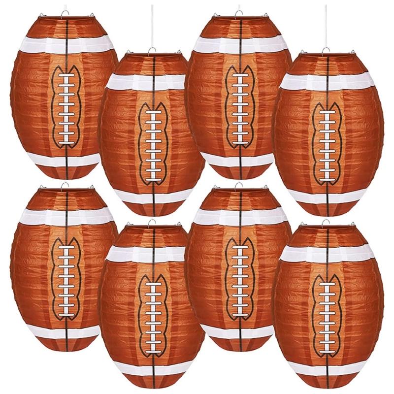 Brown Football Party Lanterns Set of 10 for Indoor and Outdoor Decoration