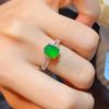 BELLA BOX Natural Ice Transparent Green Chalcedonic Agate Simple Retro Temperament Open Ring Female Oval Egg Face Ring Bracelet Jewelry