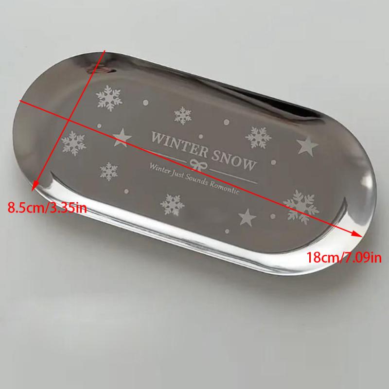 

Поднос для демонстрации ногтей из нержавеющей стали, поднос для хранения косметики, серебристый, бант, снежинка, реквизит для фотосъемки, подставка для накладных ногтей, инструменты