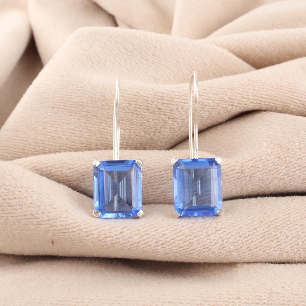 Natural Tanzanite Gemstone 925 Sterling Silver Jewelry Handmade Earrings 1.06" EE-167-12