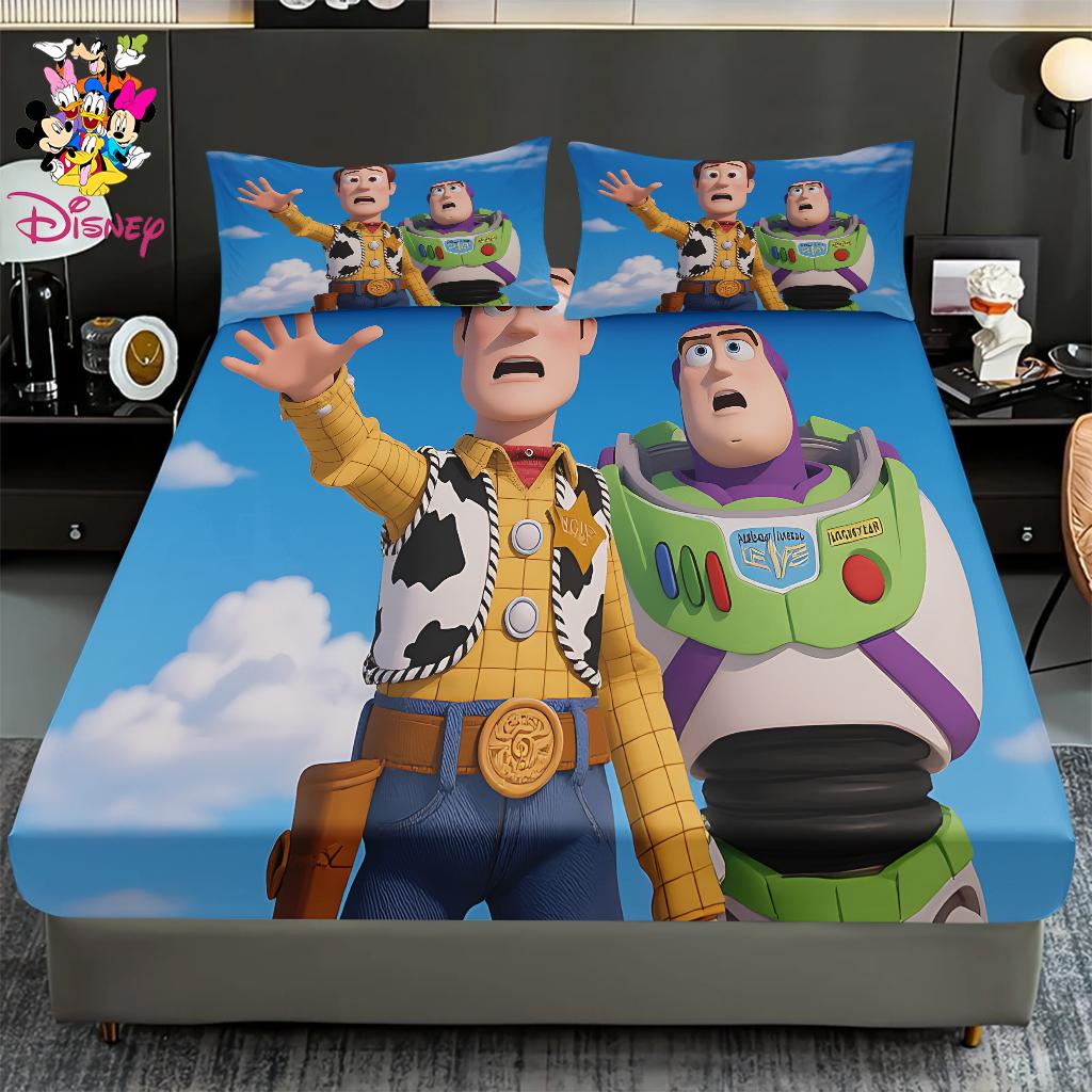 2/3pcs Disney Toy Story Cozy Fitted Sheet Set 100% Polyester Digital Print Festive Bedroom & Dormitory Decoration