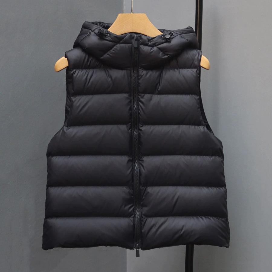 Autumn and winter% white duck down hooded down vest women's short fashion vest light and warm vest jacket