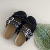 Fashion versatile black bag head platform slippers women's summer wear 2025 new high-end retro Birkencool slippers