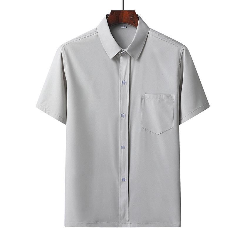 Men's Ice Silk Short-Sleeve Loose Lapel Shirt for Middle-Aged & Elderly