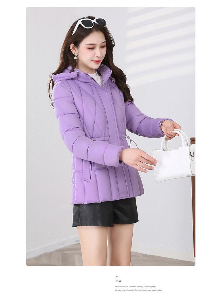 Women's Short Hooded Cotton Jacket - Waist-Slimming Korean Style Outerwear