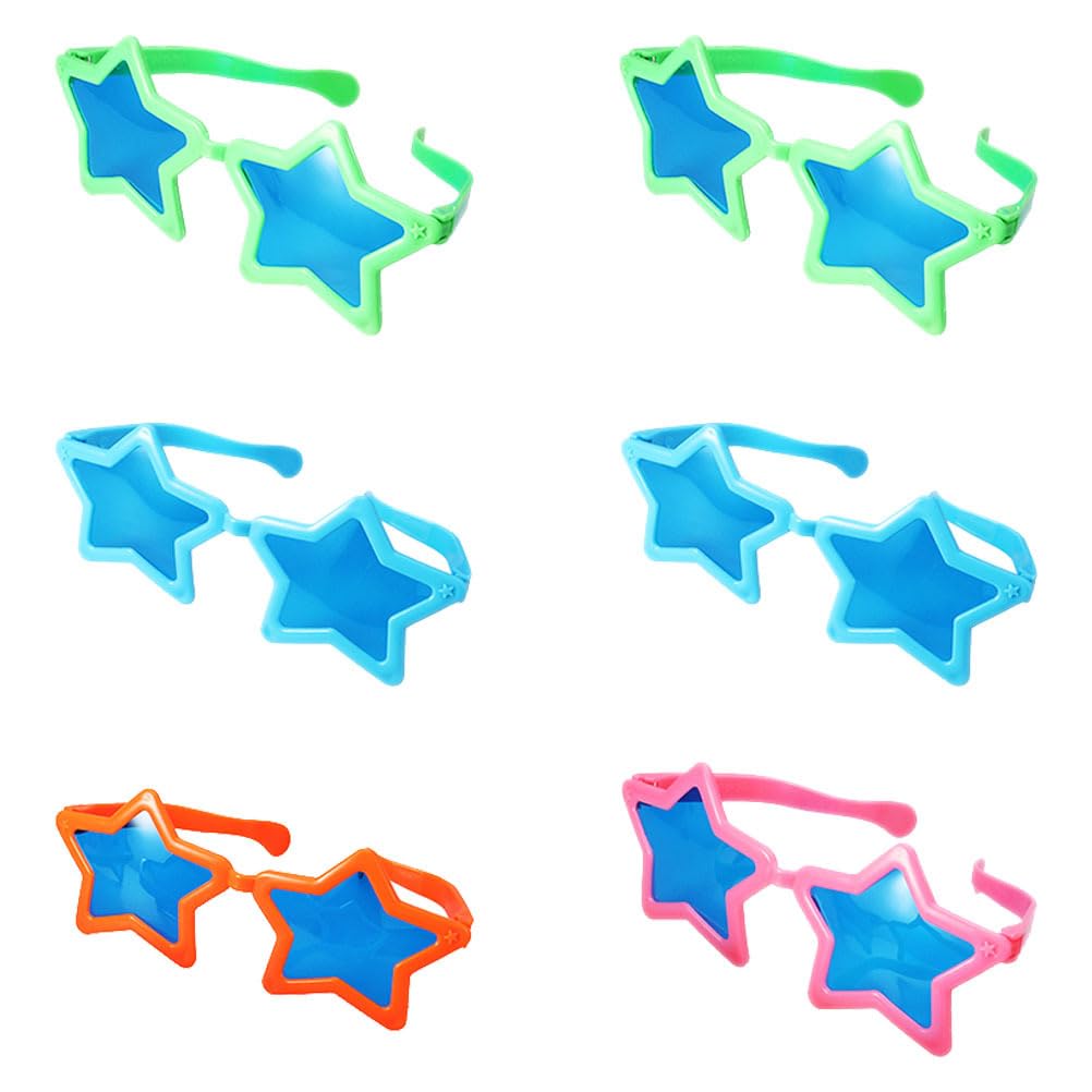 VICASKY Kids' Party Five-Pointed Star Glasses, Set of 6, Lightweight Blue Light Blocking Eyeglasses, Halloween Photo Props, Festival Events