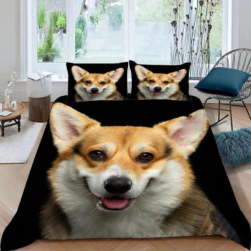 Dogs Duvet Cover Set Cute Animal Bedding Set Microfiber Bernese Mountain Dog Comforter Cover Twin Full Size For Kids Teens Boys
