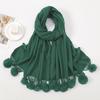 Hot-selling New Solid-color Hairball Imitation Cashmere Scarf In Autumn and Winter, Versatile Fashionable Velvet Thickened Fringed Warm Scarf