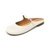 6.18 Leather Flat Shoes Bag Head Mary Jane Cool Flat Heel Drag Silver Slippers Women's Shoes Breathable Outside Summer