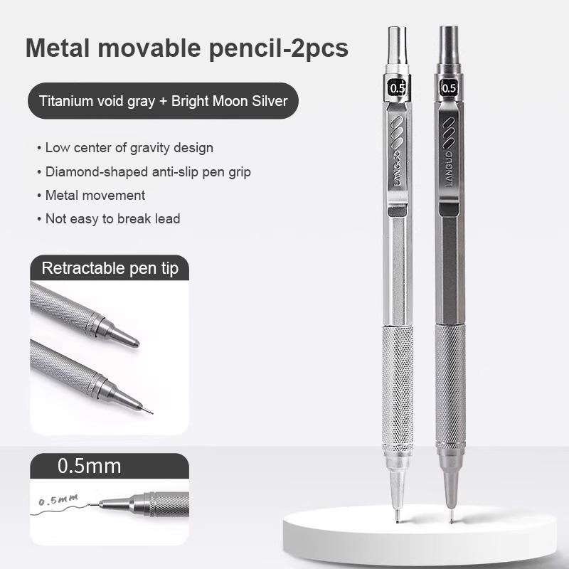 0.3 0.5 0.7 mm Full Metal Mechanical Pencil Low Center of Gravity Retractable Nib Automatic Pencils Art Drawing Sketch Pencil
