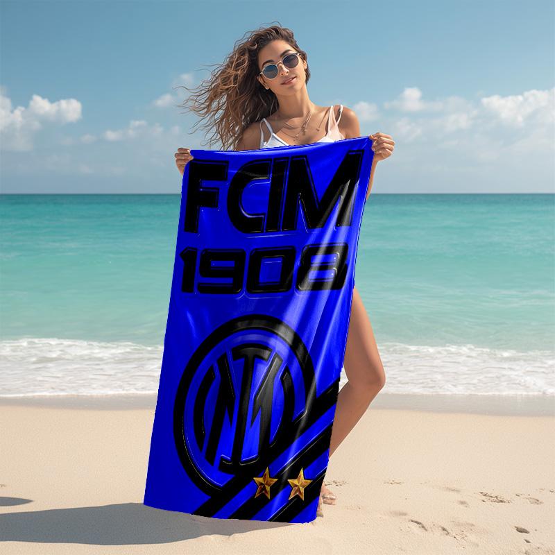 1pc Internazionale Milano Beach Towel, Comfortable and Thick, and Swimming/Bath/Picnic/Camping Towel, Suitable for Seaside Beaches
