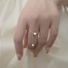 Einfache Herz Quaste Verstellbare Ringe Silberfarbe Kette Anhänger Ring Romantische Kreisringe Frauen Mädchen Fingerschmuck