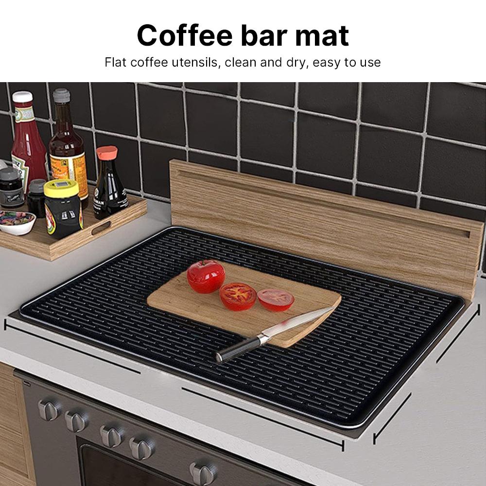 Silicone Dish Drying Mat Multifunctional Kitchen Coffee Bar Heat Resistant Silicone Pad with Anti slip Strips Soft