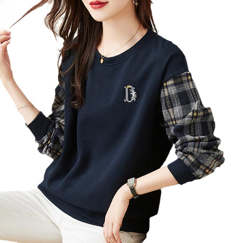 Women's Hoodless Sweatshirt: Stylish Long-Sleeved Top for Spring, Autumn & Winter 2023 - Large & Petite Sizes Available