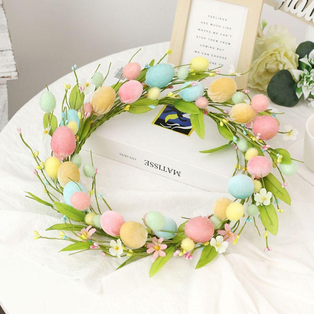

Pendants Easter Egg Wreath Wall Hanging Artificial Wreath Easter Egg Garland Home Decoration 42cm