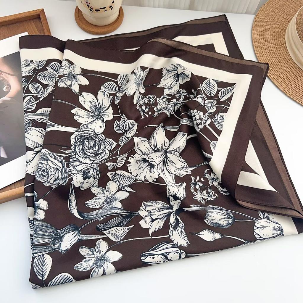 New Printed Satin Square Scarf Fashion All Season Travel Accessory