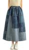 JIYUTOR Langes Jeans-Patchwork-Maxikleid mit Gummizug, Lässig, Perfekt für Übergrößen und Herbst, Damenrock, A-Linie Taille, Kleid, Pendeln, Größen, Frühling,