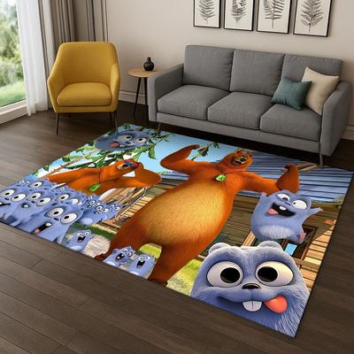 3D Grizzy and The Lemmings Cartoon Carpet Rug for Bedroom Living Room Sofa Home Decor,kids Game Area Rug Non-slip Floor Mat Gift