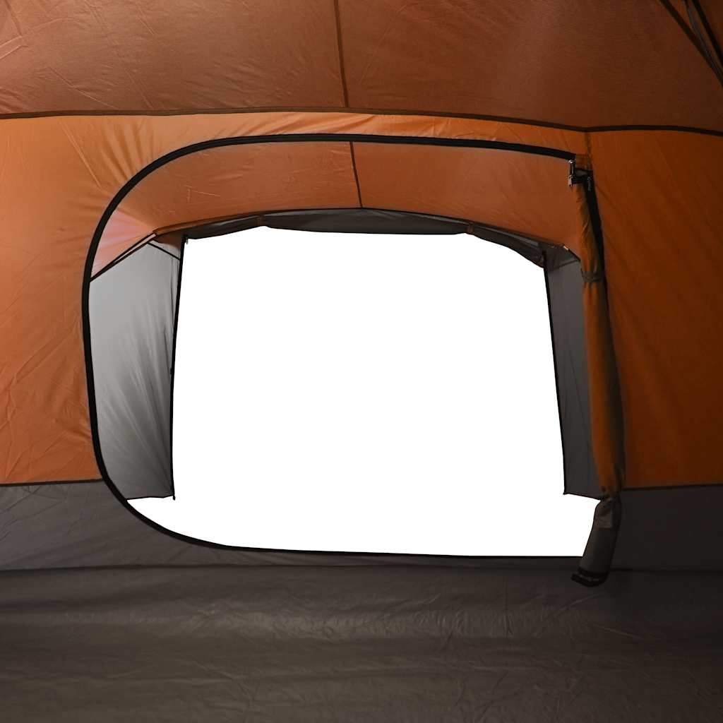 4 Person Camping Tent with Awning Orange Waterproof