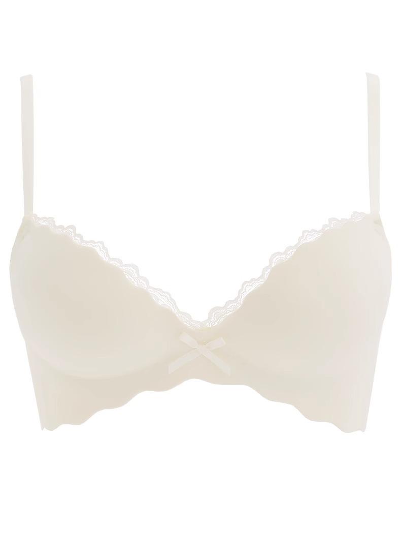 

Thin female pure desire one piece seamless display big girl no steel ring sexy bra cover thickened 32/70AB грязно-белый