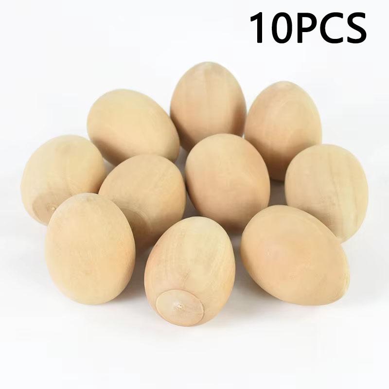5/10Pcs Easter Wooden Eggs DIY Craft Ornaments 2026 Happy Easter Party Home Decoration Supplies Kids Handmade Gift Basket Filler