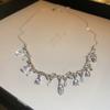 Light luxury diamond water drop geometric collarbone choker necklace fashionable versatile temperament item