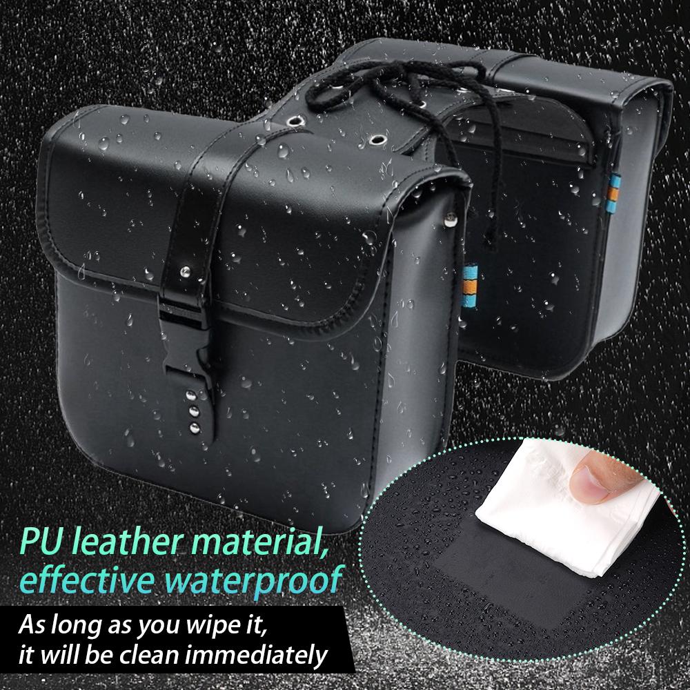 Universal Motorcycle Saddlebags Side Tool Bag Luggage PU Leather Waterproof Retro Fashion PU Leather Bags Motorbike Accessories