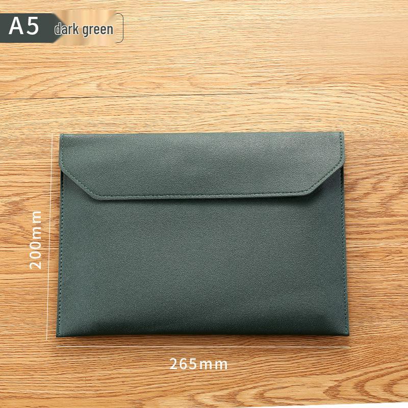 A4 Leather Korean Style Large Capacity Magnetic Snap File Folder