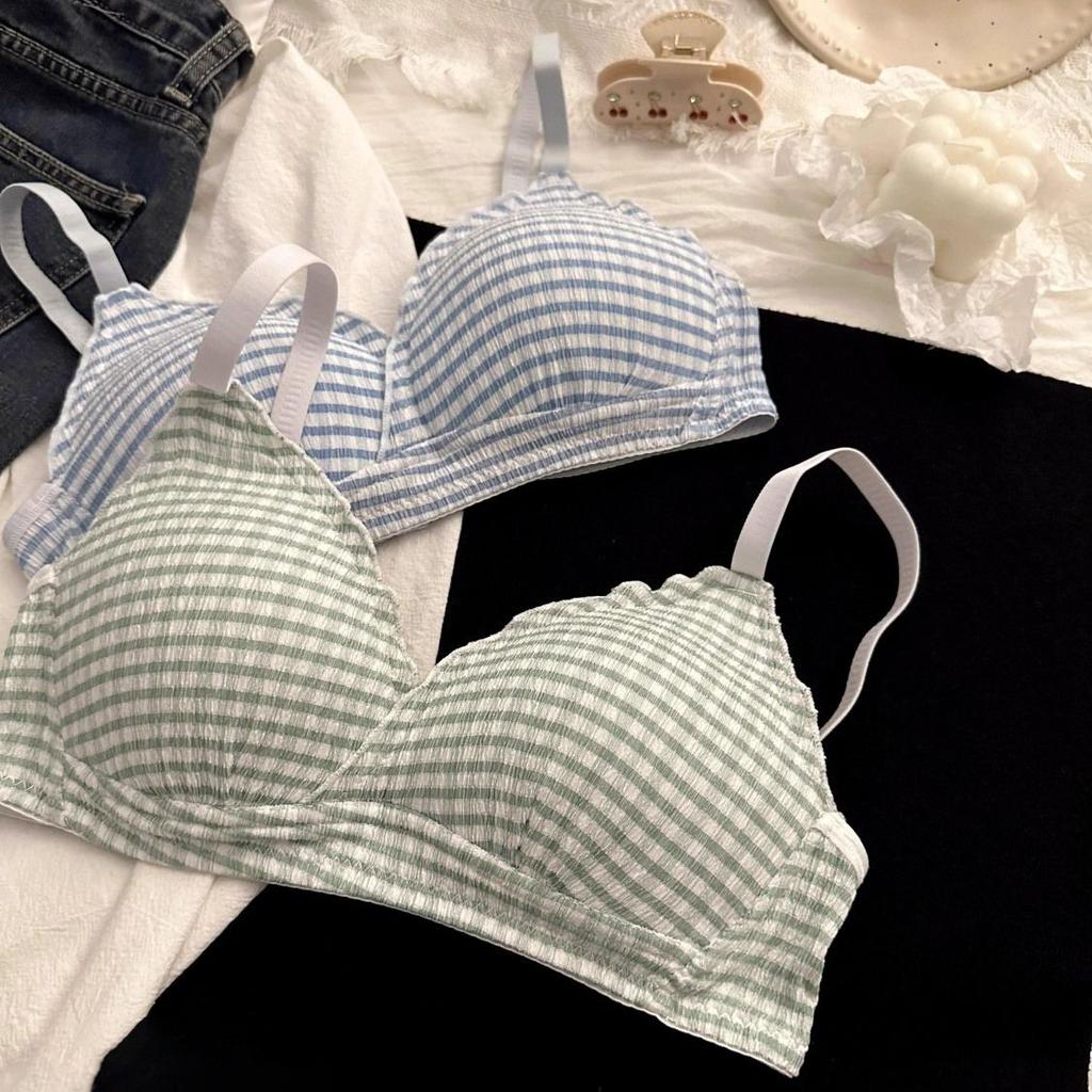 Soutien-gorge étudiant style japonais Style fin Sans armatures Push-up Remontant Confortable Respirant Lingerie douce