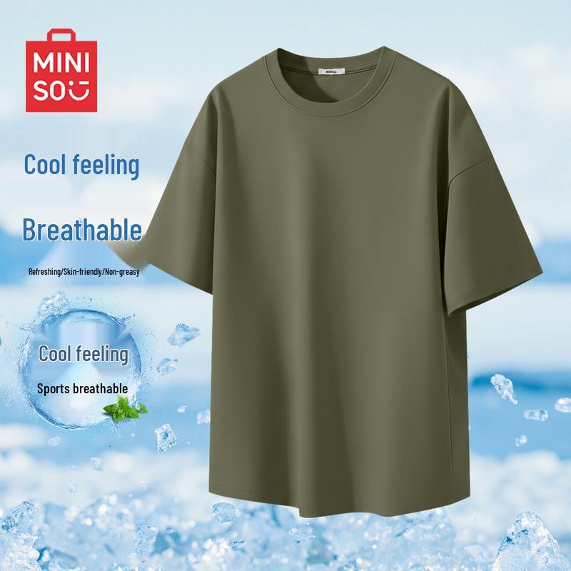

MINISO Men s Ice Silk Cooling Short Sleeve T-Shirt L