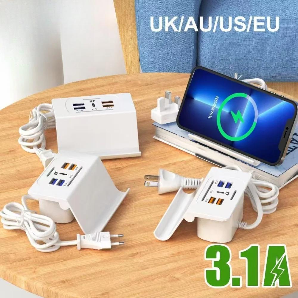 New 3.1A 6USB Multi-Port-Function Desktop Stand Mobile Phone Charger Fast Charging Socket Charging US/EU/UK Plug