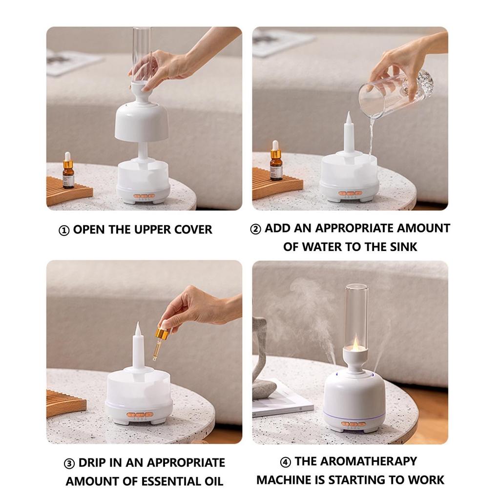 Essential Oil Diffuser with LED Candle Light, Silent Double Spray Aromatherapy Humidifier for Bedroom, Office, Party, Yoga