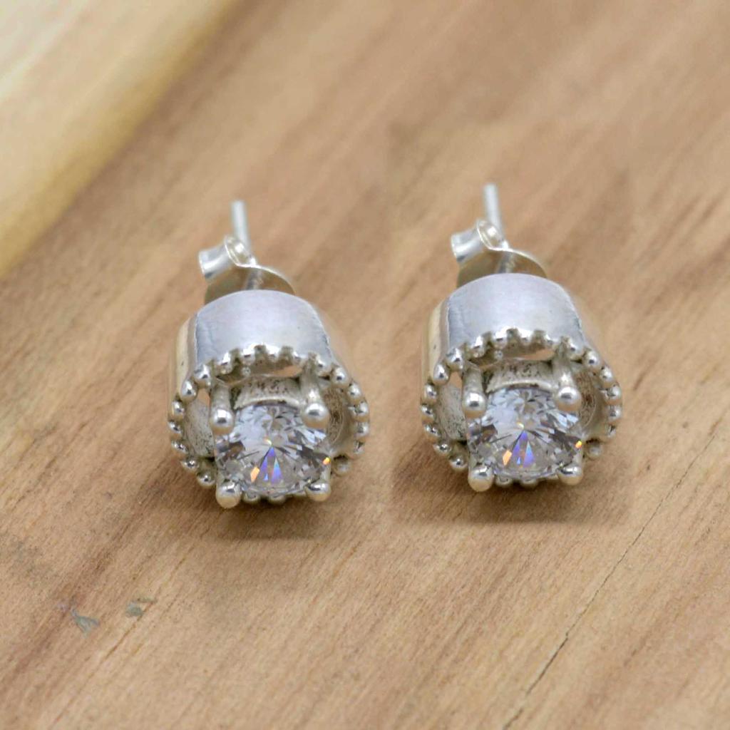 CZ 925 Sterling Silver Drop Earrings, Gemstone Handmade Dangle Earrings