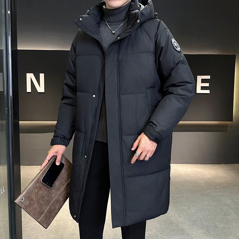 

Мужская высококачественная утолщенная пуховая куртка: Зимняя белая пуховая верхняя одежда с капюшоном - Модная повседневная рабочая одежда. M