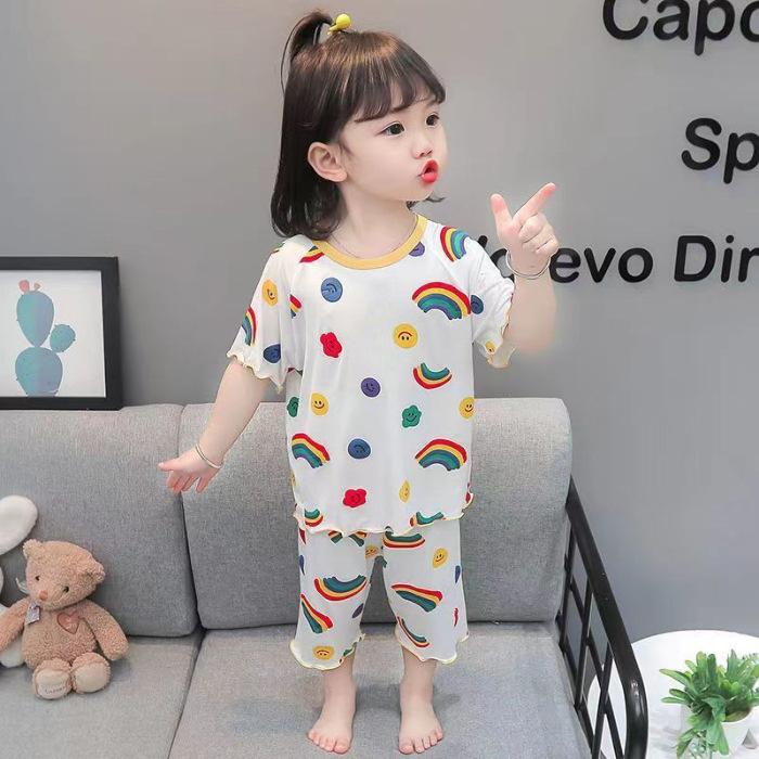 Kids Ice Silk Summer Pajama Set Comfortable and Cool 90