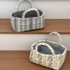 Floral Vintage Organizer Basket With Handle Portable Home Storage Basket For Living Room Kitchen Countertop
