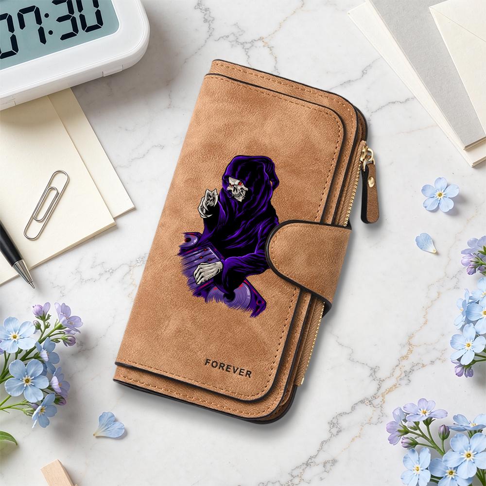 Gothic Grim Reaper Long Wallet Cool Printed Purse Forever Card Holder