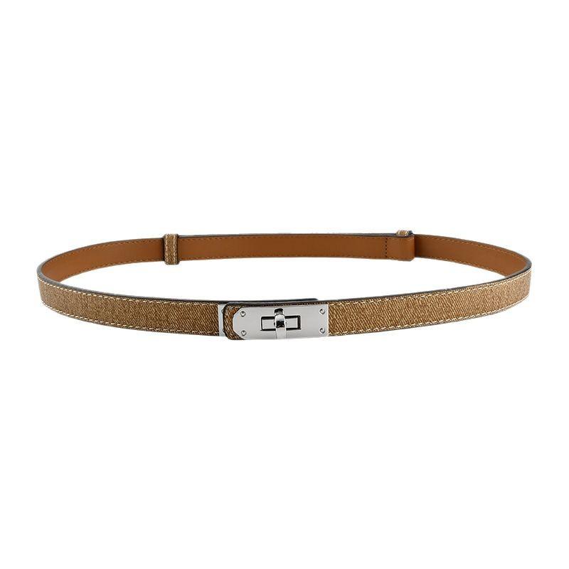 Leather Lock Adjustable Belt Women'S Premium Cowhide Waist Seal With Dress Decorative Belt