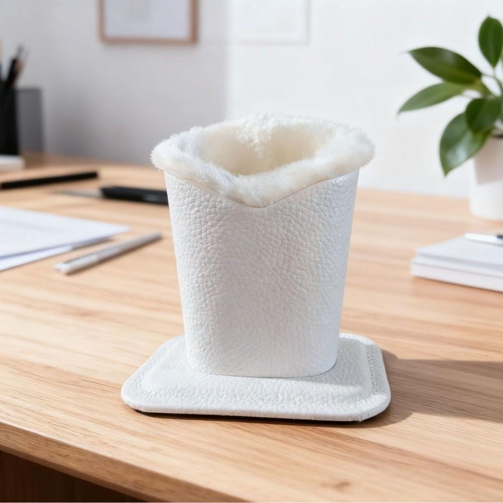 PU Leather Plush Eyeglass Holder Soft Plush Lining Save Space Eyeglass Stand Display Large Capacity Brush Pot Pen Holder