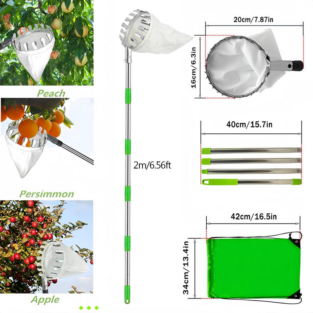 Fruit Picker With Telescopic Pole Metal Fruit Picker Orchard Gardening ApplePeach Picking Tools Garden Fruit Catcher Collection