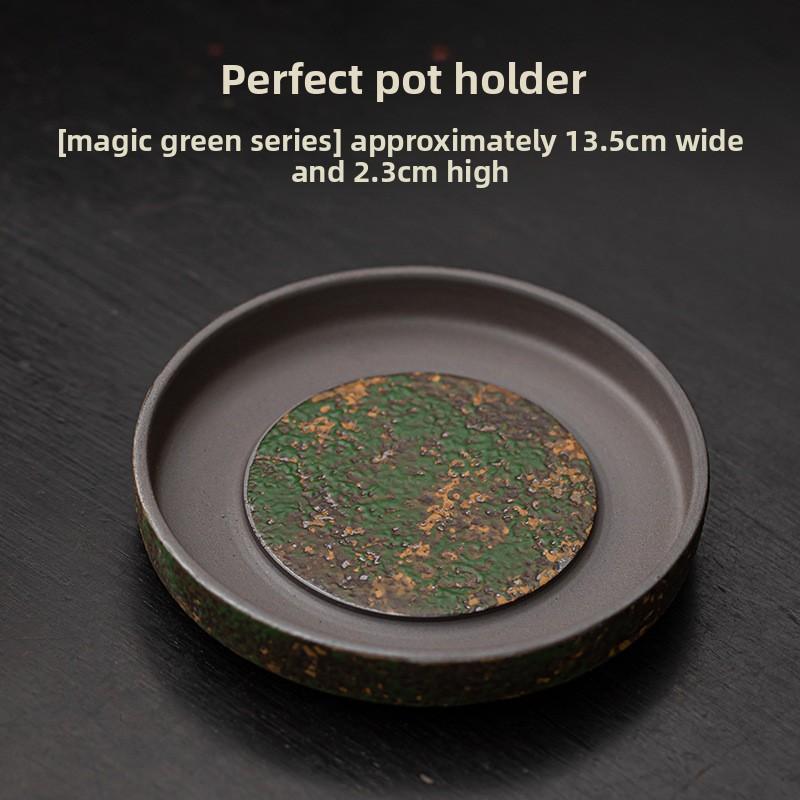 Kiln Change Coarse Pottery Pot Stand Retro Round Dry Brewing Tray Kung Fu Tea Set Chinese Style Cup Teapot Coaster Water Base