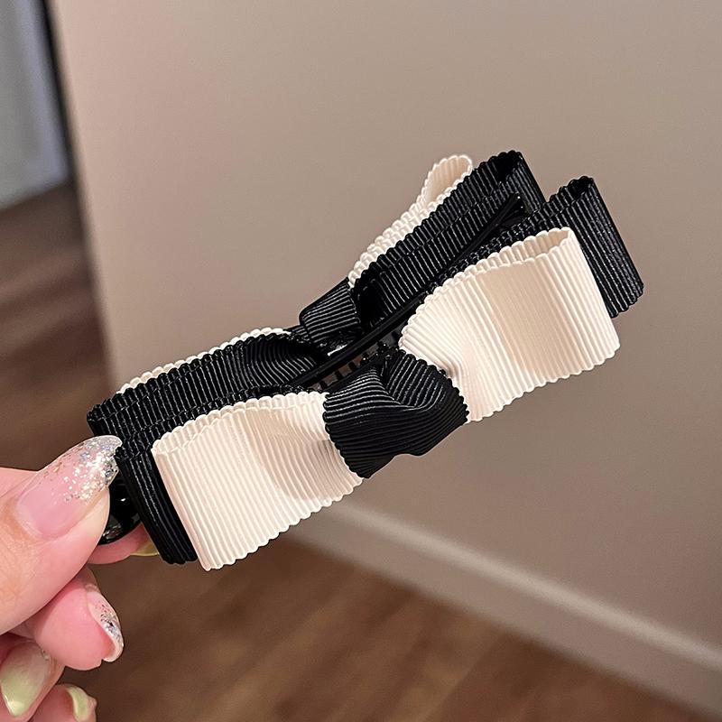 

Lystrfac Мода Черный Белый Бант Заколка-банан для волос для Женщин Девушек Заколка для волос «Хвост» Головной убор Женские аксессуары для волос