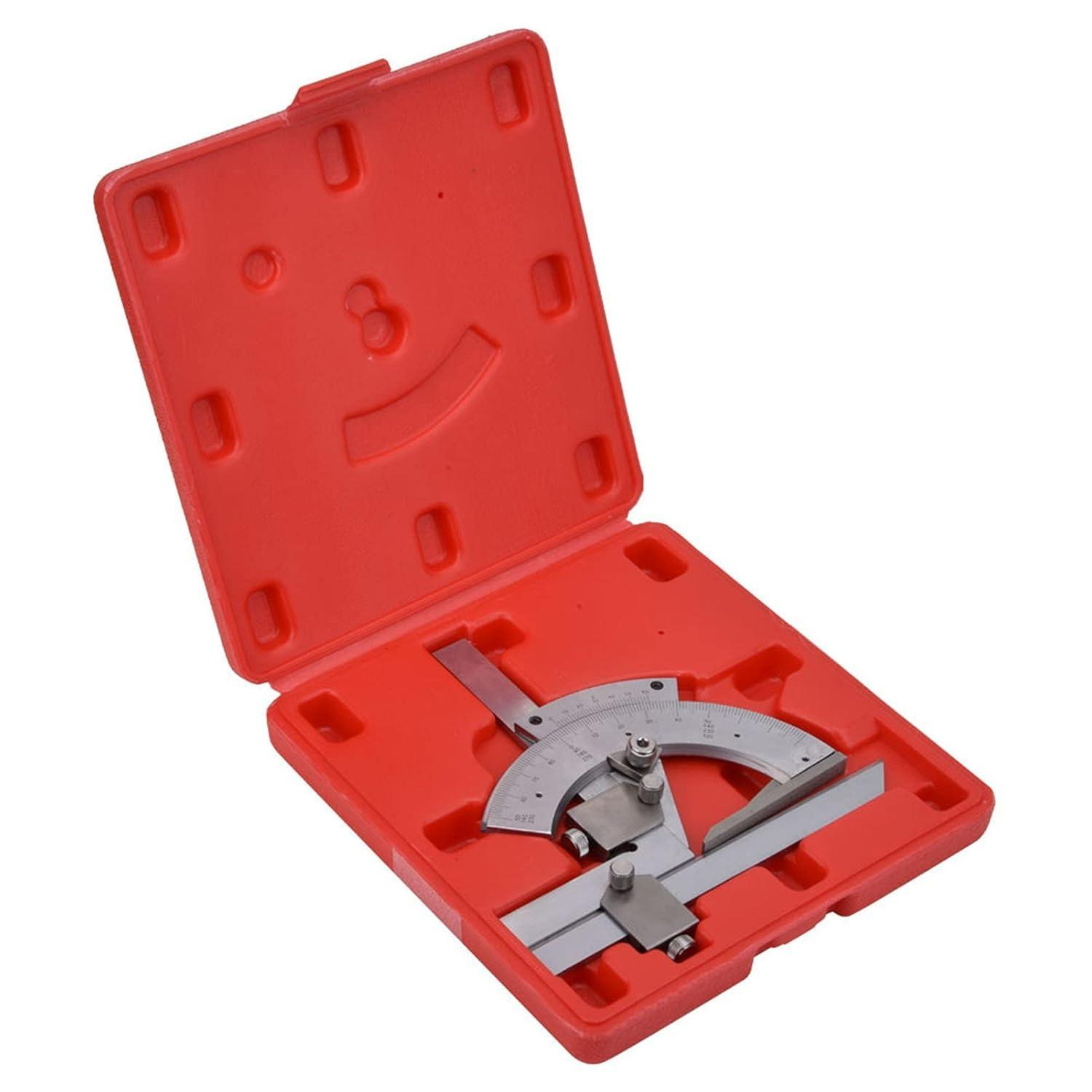 Angle Protractor,0-320° Universal Carbon Steel Angle Measurement Tool,Portable Vernier Bevel Protractor with Box,Precision Angle Measuring Finder F