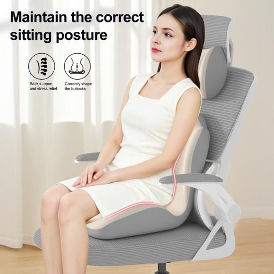 Ergonomic Seat Cushion with Back Support, High Density Memory Foam Office Chair Pad with U-Shaped Coccyx Relief, Breathable Car Seat Cushion for Home