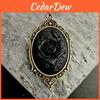 Black Rose Relief Pendant Necklace With Geometric Design For Ladies And Memorial Occasion
