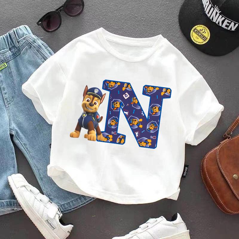 Paw Patrol Children's Short-Sleeve T-Shirt Cartoon Print Girls' Summer Casual Round Neck Top Children's Birthday Gift